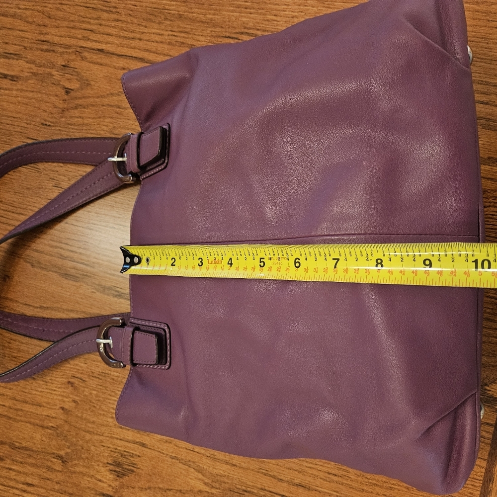 Coach Berry Purple Leather Soho Shoulder Bag w/ Double Handles & Bottom Studs - Picture 8 of 16